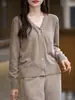 Cárdigan de Punto de Lana Nuevo para Mujer Otoño/Invierno 2026 con Cuello Apilado, Abrigo Versátil Elegante Clásico Adelgazante