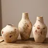 Vaso de cerâmica vintage rachado, cerâmica artesanal, estilo rústico, com duas alças, vaso decorativo para rooms decoradas