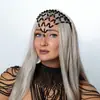 Diadema de Malla Negra Popular Transfronteriza Moda Europea y Americana Tocado para la Frente de Novia Boda Cadena para el Cabello