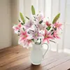 Flores Artificiales al por Mayor de Fábrica, Flores Falsas de Lirio Grande de 5 Cabezas de Venta Caliente Transfronteriza para Fotografía, Decoración de Bodas, Jarrones de Decoración para el Hogar
