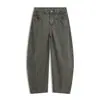 Pantalones vaqueros de moda para hombre Muqiu, estilo americano moderno, patchwork deconstruido, lavado vintage, pantalones de pierna ancha de pierna curva vintage para hombre