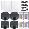 Base de luz nocturna USB 3D transfronteriza control remoto luz nocturna colorida lámpara de mesa acrílica traje de base separado