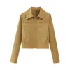 Roupas Femininas Transfronteiriças 2026 Moda Europeia e Americana Versátil Casual Simples Zíper Gola Lapela Nicho Jaqueta Outerwear Feminino A37410