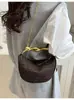 Bolso de Playa Tejido de Metal con Asa, Nuevo 2025 para Mujer, Bolso de Paja Semicircular, Diseño de Nicho