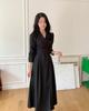 Chic Coreano Principios de Primavera Nuevo Estilo Francés Lujo Ligero Inspirado en Hepburn Elegante Cintura Ceñida Adelgazante Cuello Solapa Vestido Largo para Mujer