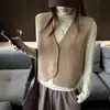 Casaco suéter de malha colete outono e inverno para mulheres, um top estiloso e versátil estilo coreano que pode ser usado como uma peça externa sem mangas