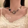 Collar Gargantilla de Cuentas Florales Estilo Puro Deseo Primavera Verano, Collar de Borla de Cuentas de Primavera Súper Etéreo con un Toque de Lujo y Cadena Única para la Clavícula