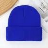 Gorro de Punto de Color Sólido con Panel de Luz, Tejido en Máquina Circular, Color Puro Doble Capa de Acrílico, Cúpula, Cálido para Exteriores, Gorro Pulóver para Ciclismo