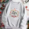 Moletom com Capuz de Lã Estampado Feliz Natal 2025 - Casual Feminino Cr