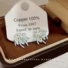 Brincos Modernos de Nicho Doce-Cool com Zircônia, Cruz e Turquesa Azul, Brincos de Trevo de Quatro Folhas Estilo Corte Francês, Colar de Pérolas
