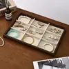 Soporte de Exhibición de Anillos de Madera Maciza Bandeja de Almacenamiento para Pendientes Aretes Pulseras Soporte de Exhibición de Joyería Accesorios de Escritorio