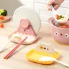 Suporte de Espátula de Desenho Animado Prateleira Dobrável para Bancada para Colheres, Espátulas de Cozinha e Organizador de Tampas de Panela