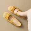 Zapatos Mary Jane Planos Tejidos de Punta Cerrada sin Cordones con Lazo Estilo Francés Nuevos de Verano para Mujer