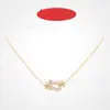 Collar de Hebilla de Herradura de Oro de 18 Quilates de Lujo Ligero para Mujer, Tamaño Mediano y Pequeño, Estilo Totalmente Diamantado, Cadena para Clavícula con Hebilla Náutica para Mujer