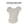 Gola Redonda, Ombro Normal, Cintura Marcada, Camiseta de Manga Curta para Mulheres, Estilo Verão, Petite, Estilosa, Franzida, Slim Fit, Top Curto Vermelho