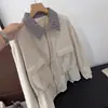 2026 Nova Moda Estilo Coreano Gola Lapela Manga Longa Jaqueta Feminina Solta Emagrecedora Versátil Top Outono Jaqueta com Zíper Feminina