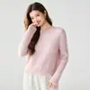 Novo suéter de cashmere 100% puro para outono e inverno para mulheres, gola redonda em tricô trançado, caimento solto, camada base versátil e quente