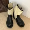 Botines estilo Western con patchwork retro, nueva colección otoño/invierno 2026, tacón grueso, suela gruesa, botas tipo Martin, botines estilo británico, botines sencillos para mujer