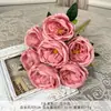 Buquê de Flores Artificiais Austin de 7 Peças, Flores de Seda Sintética para Arranjos de Casamento, Flores Plásticas com Acabamento de Luxo para Decorações de Casamento