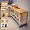 Estante de almacenamiento para cocina, multifuncional, de pie, mesa multicapa, tabla de cortar, banco de trabajo, estante de almacenamiento para microondas y utensilios de cocina, armario lateral