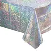 Toalha de Mesa Amazon Prata Arco-Íris Transfronteiriça Plástico Holográfico com Glitter Descartável Laser Disco Suprimentos para Festa de Aniversário