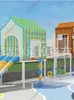 Brinquedos de Exterior para Jardim de Infância Estrutura de Escalada de Madeira Ponte Suspensa Tobogã de Treinamento Instalação Infantil Local Parque de Treinamento Sensorial