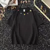 Camiseta Casual de Verão com Bordado de Margaridas, Corte Solto, Manga Curta, para Homens e Mulheres, Marca Tendência Retrô Americano, Gola Redonda, Par Casual, Manga Meia