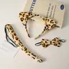 Halloween Animal conjunto de tres piezas para niños diadema con pinza Tigre Negro Leopardo Leopardo diadema de felpa al por mayor