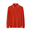 Camisa Polo de Manga Larga de Seda de Morera de Alta Gama Bicolor para Primavera y Otoño, Personalizada para Equipos Corporativos, Top de Color Sólido con Logo Impreso o Bordado
