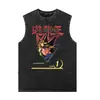 Camisa sem mangas masculina com estampa de Anime Yu-Gi-Oh!, Colete casual de verão, Camiseta fitness feminina lavada retrô
