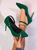 Tacones Altos Transfronterizos 2024 Primavera Nuevos Zapatos de Mujer Punta Afilada Stiletto Zapatos de Moda Retro Flats de Boca Baja