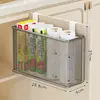 Prateleira para porta de armário de cozinha, caixa organizadora para dentro da porta do armário, porta-filme plástico de parede, cesto de pendurar lateral para geladeira - um gadget útil