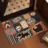 Alfombrilla de baño estilo vintage, diseño de dibujos animados, absorbente de agua, secado rápido, alfombrilla de tierra de diatomeas antideslizante, uso doméstico, alfombrilla para pies resistente a la suciedad para la entrada del baño