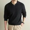 Novo suéter de tricô masculino com gola para outono e inverno, de manga comprida, quente, adequado para uso business casual, com um estilo clássico e discreto.