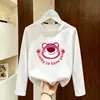 Camiseta feminina super fofa de manga comprida, novo modelo outono 2026, peça de sobrepor para meninas, adequada para crianças mais velhas, algodão puro, gola redonda, camada base