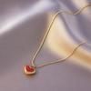 Popular Doce Pequeno Fresco Pequeno Coração Vermelho Aço Titânio Colar Feminino Estilo Ins Luxo Leve Nicho Banho de Ouro 18K Corrente para Clavícula Versátil