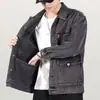 Nova Jaqueta Jeans Masculina de Primavera e Outono, Jaqueta Workwear Estilosa e Vintage Versão Coreana, Casaco de Jeans Durável para Trabalhadores de Reparo Automotivo