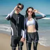 Nuevo Traje de Buceo Estilo Coreano Pareja Femenina Manga Larga Traje de Baño Medusa Hombres Dividido Cremallera Pantalones con Protección Solar Traje de Snorkel