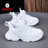 Sapatos Infantis Bobodou Meninos Meninas Botão Giratório Preto Sapatos Esportivos Primavera e Outono Novos Malha Respirável Sapatos Infantis