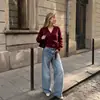 Deseo transfronterizo primavera y otoño moda europea y americana para mujer adelgazante cárdigan de punto de manga larga top color liso versátil cuello en V jersey de punto