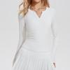 Ropa de Yoga para Otoño e Invierno Estilo Nuevo Europeo y Americano Cuello en V Manga Larga para Mujer Ajustada Transpirable Camisetas de Ropa de Fitness