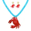 Conjunto de Pendientes y Collar Personalizados Estilo Verano Océano Transfronterizo con Langosta y Cangrejo, Joyería de Moda con Diseño Retro de Nicho