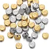 Letras Inglesas de Acero Inoxidable de 7 mm 26 Letras Color Acero Dorado Redondas Recubrimiento al Vacío Accesorios para Collares de Cuentas DIY