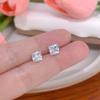 Mini Brincos de Zircônia Simples Prata 925 Brincos Redondos Quadrados Quatro Garras Orelhas Brincos Unisex