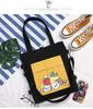 2024 Nova Bolsa Transversal de Lona Estilo Coreano Ins Simples Grande Capacidade Bolsa para Casal Campus Tutoria Bolsa de Mão Desenho Animado