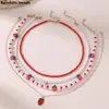 Joyería de Invierno Transfronteriza Nuevo Colgante de Mariposa Rosa Amor Perla de Imitación Cuentas de Arroz Collar para Niños Hecho a Mano