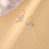 Pendientes Largos con Borlas de Zirconia y Hoja de Ginkgo Tono Vibrante Drenaje en Vivo Línea de Oreja Antigua Pendientes de Hoja en Forma de Abanico Completamente Diamantados