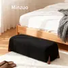 Banco de Descanso Moderno Simples Design de Perna de Madeira Maciça Banco de Cabeceira de Quarto Banco para Trocar Sapatos na Sala de Estar Tecido de Luxo Leve Banco Longo