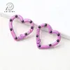 Pintura de Color Caramelo Corazón de Melocotón Pintado a Mano Hebilla de Primavera Anillo Abierto de Corazón Llavero Goteo de Aceite Accesorios DIY Conexión de Aleación