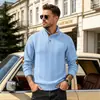 El superventas transfronterizo de TEMU: Sudadera Henley de moda europea y americana, nueva, con botones, de manga larga, con bordado de aplicación, para primavera y otoño